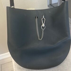 All Saints Dark Gray Leather Hobo Bag